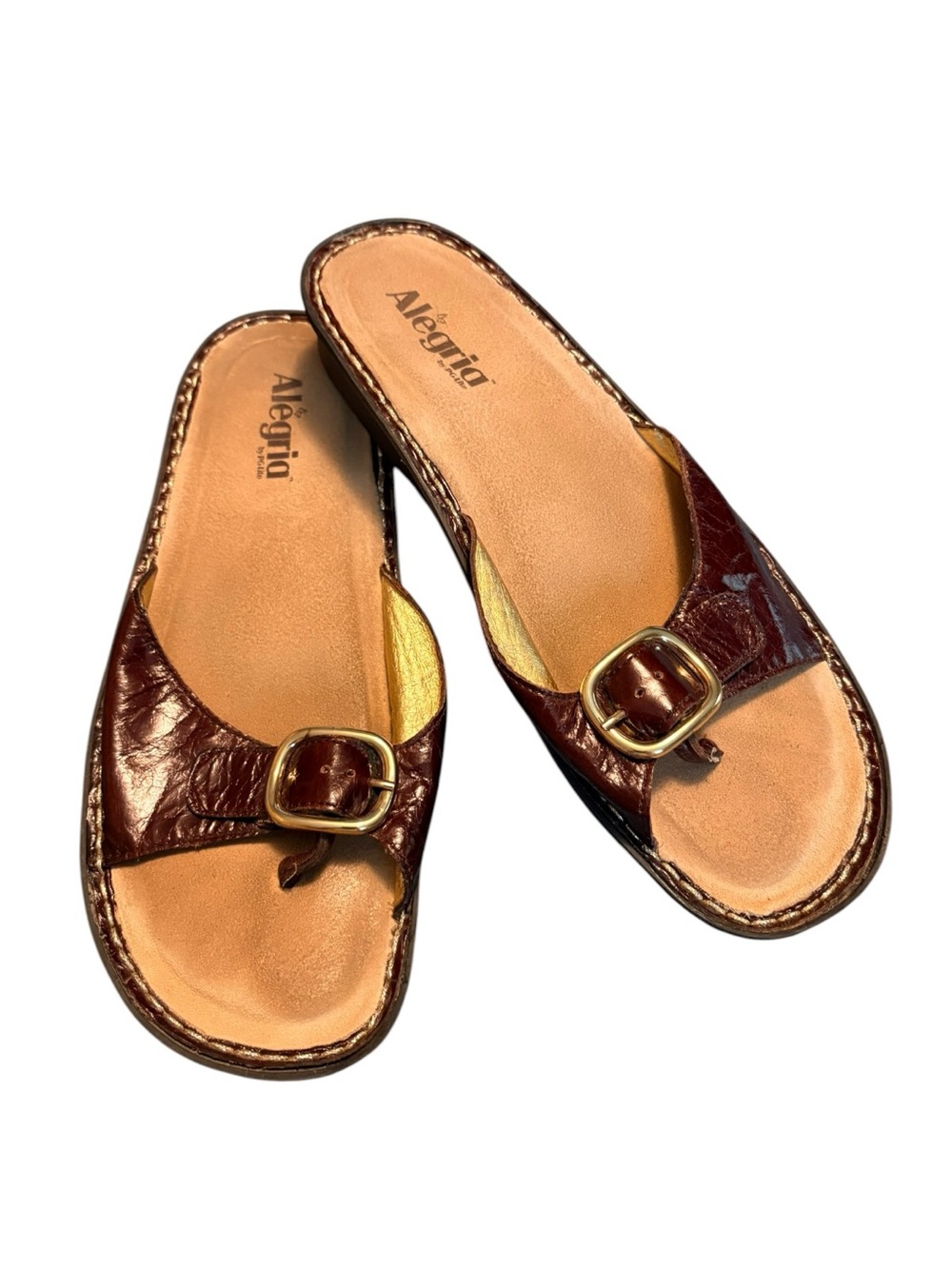 Alegria Slide Sandals Size 9 Leather Adjustable Buckle
